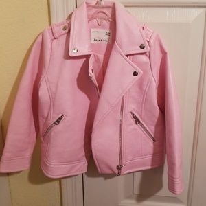 Girl's Pink Faux Leather Jacket